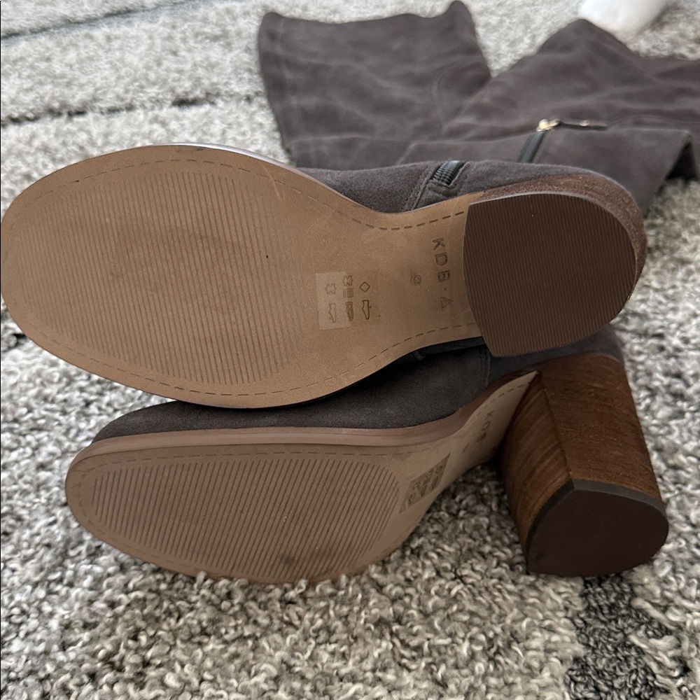 Kelsi Dagger Logan Grey Suede Leather Brooklyn Over The Knee Brown Heeled Boot 9 - Picture 6 of 10